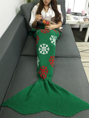 Christmas Snows Design Knitted Mermaid Tail Blanket - JEO STORE