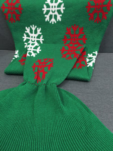 Christmas Snows Design Knitted Mermaid Tail Blanket - JEO STORE