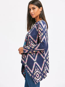 Long Sleeve Loose-Fitting Ethnic Print - JEO STORE