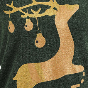 Elk Deer Print Cowl Neck Pullover Sweatshirt - JEO STORE