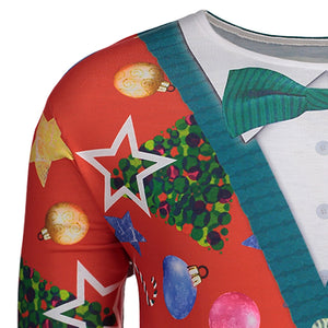 Christmas Tree Santa Print Long Sleeve T-shirt - JEO STORE