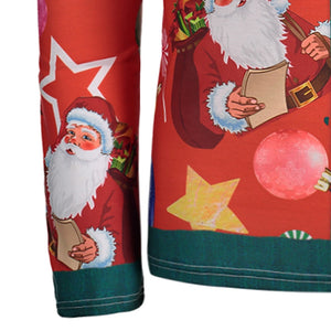 Christmas Tree Santa Print Long Sleeve T-shirt - JEO STORE