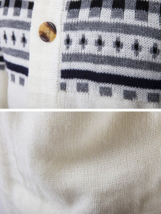 Geometric Snowflake Pattern Christmas Knitted Cardigan - JEO STORE