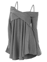 Load image into Gallery viewer, Open Shoulder Tunic Sweater Dress - JEO STORE