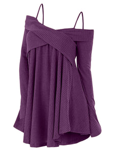 Open Shoulder Tunic Sweater Dress - JEO STORE