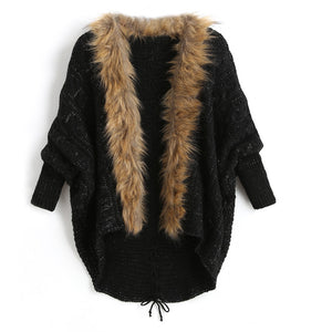 Fur Sleeve Open Front Cardigan Jacket - JEO STORE