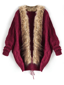 Fur Sleeve Open Front Cardigan Jacket - JEO STORE