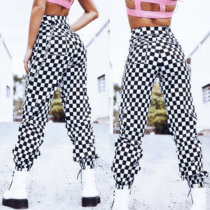 Polyester Pants Loose Checkered - JEO STORE