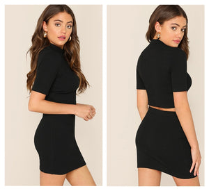 Two Piece Tee And Bodycon Skirt Set - JEO STORE