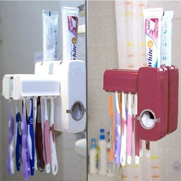 Toothpaste Dispenser +Toothbrush Holder Set Family Set - JEO STORE