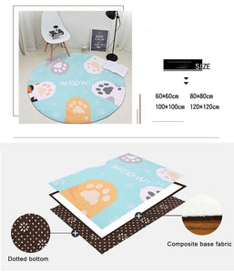 1pc Kawaii Round Bathroom Carpet Cute Cat Claw Pattern - JEO STORE