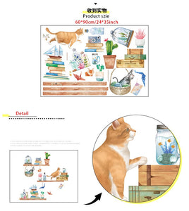Cartoon Cats Bookshelf Wall Stickers for Kids rooms - JEO STORE