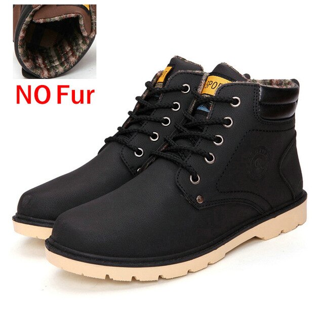 Warm Men's Winter Pu Leather Ankle Boots - JEO STORE