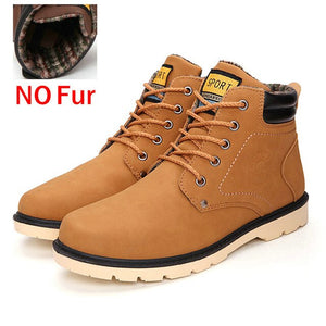 Warm Men's Winter Pu Leather Ankle Boots - JEO STORE